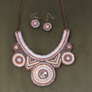 Elegant Beaded Necklace and Earring Set